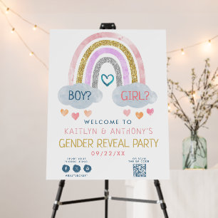 Cute Little Rainbow Gender Reveal Party Welcome Foam Board