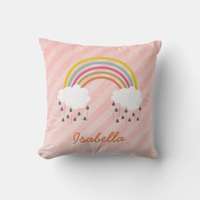 Cute Little Rainbow Personalized Name Pillow (Front)