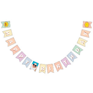 Cute Little Rainbow Sunshine Happy Birthday Party Bunting Flags