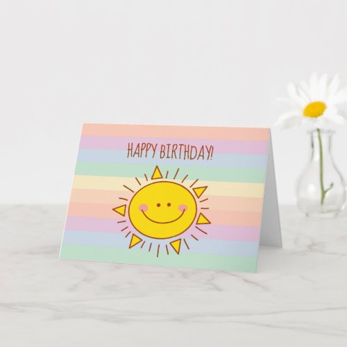 Cute Little Rainbow Sunshine Kids Happy Birthday Card