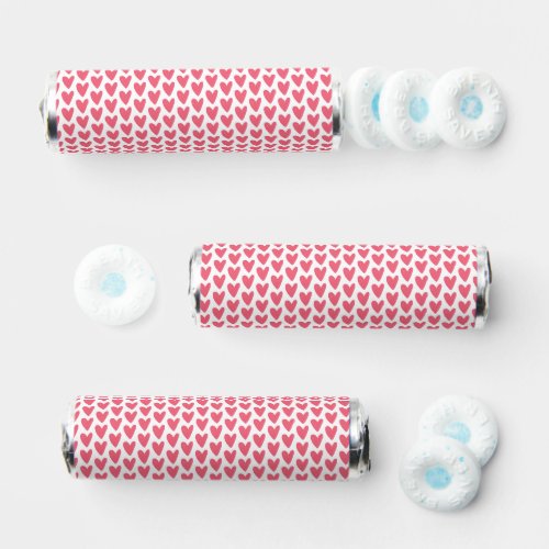 Cute Little Raspberry Pink Hearts Pattern Breath Savers Mints