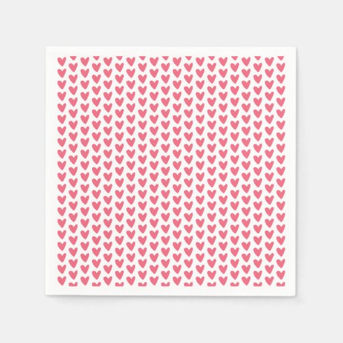 Cute Little Raspberry Pink Hearts Pattern Napkins