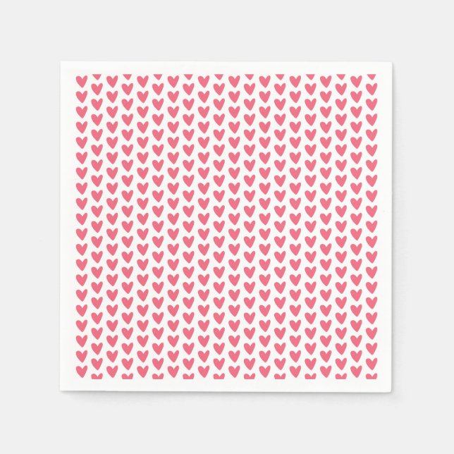 Cute Little Raspberry Pink Hearts Pattern Napkins (Front)