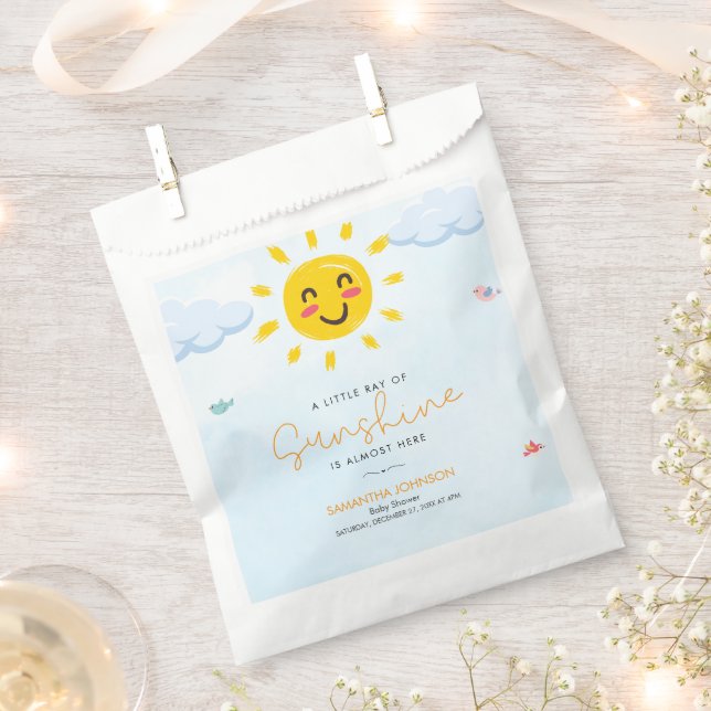 Cute little ray of Sunshine Baby Shower  Favor Bag (Clipped)