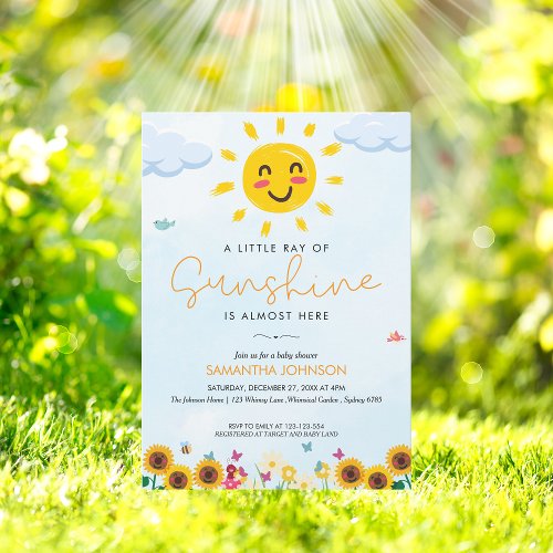 Cute little ray of Sunshine Baby Shower invitation