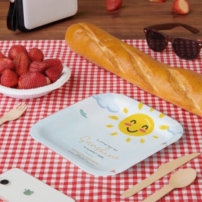 Cute little ray of Sunshine Baby Shower  Paper Plates (Picnic)