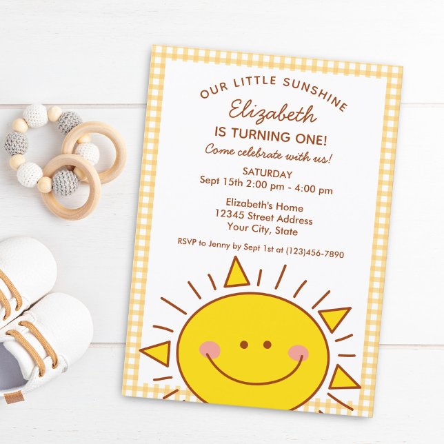 Cute Little Ray of Sunshine Kids 1st Birthday Invitation (Creator Uploaded)