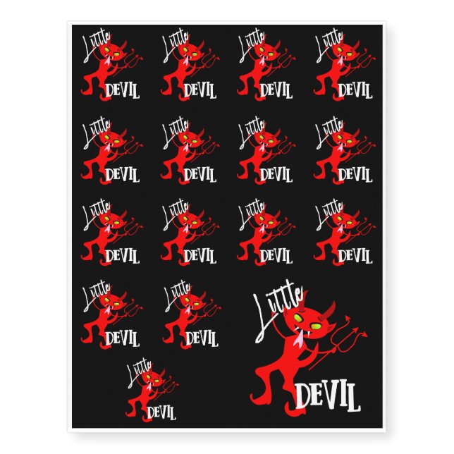 Cute Little Red Devil Funny Graphic Temporary Tattoos (Front)