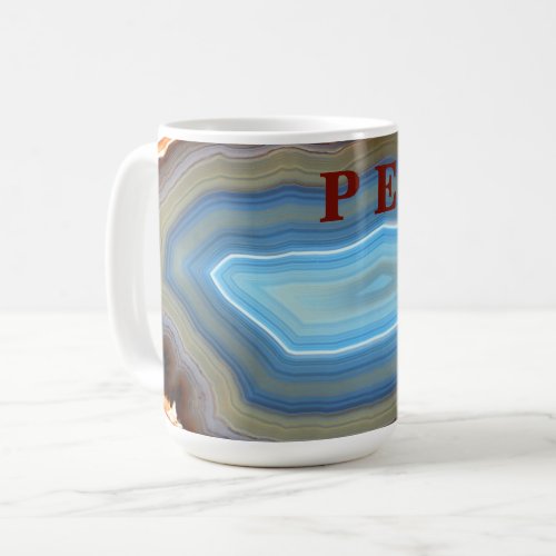 Cute Little Red Devil Hiding in the Agate Monogram Coffee Mug