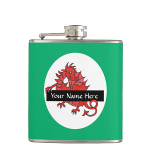 Cute Little Red Dragon Hip Flask to Personalize