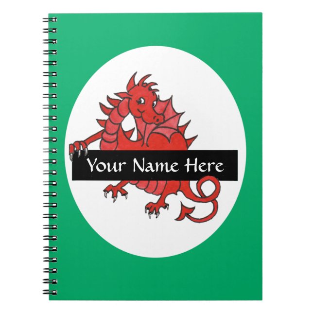 Cute Little Red Dragon Notebook to Personalize (Front)