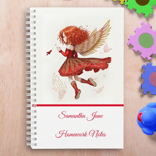 Cute Little Red Flying Fairy Girly Fantasy Notebook