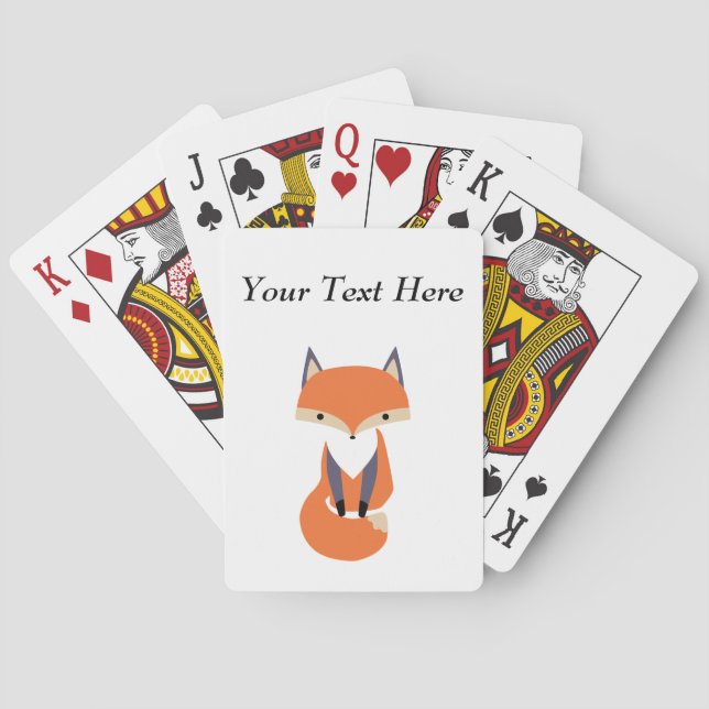 Cute Little Red Fox Illustration Poker Cards (Back)