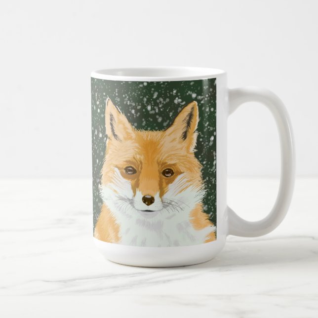 Cute Little Red Fox - in the snow.   Coffee Mug (Right)