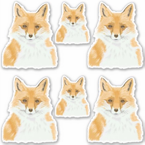 Cute Little Red Fox _ transparent 6x custom cut Sticker