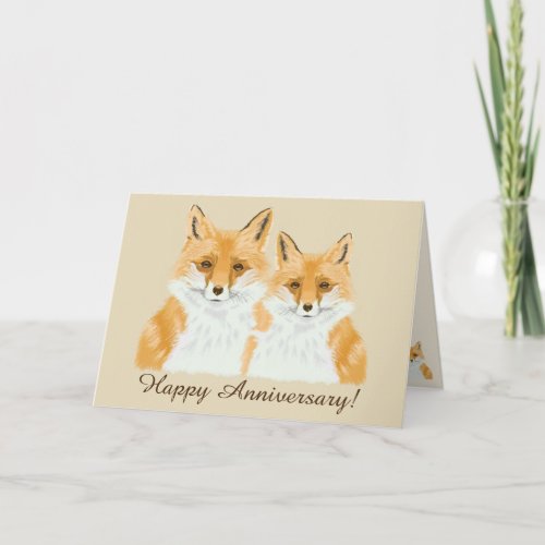 Cute Little Red Fox _ transparent on beige  Card