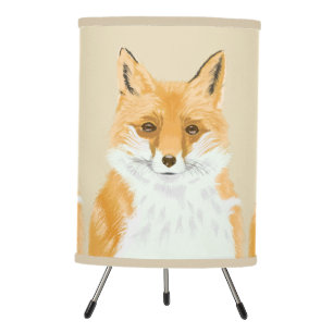 Cute Little Red Fox - transparent on beige. Tripod Lamp