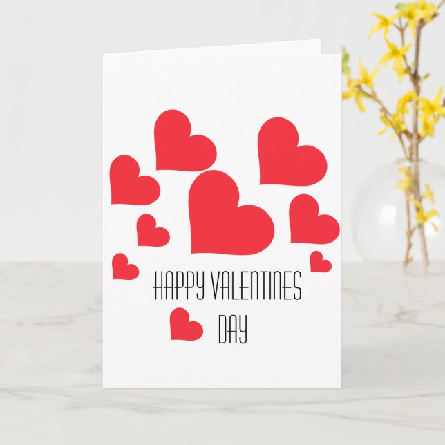 Cute Little Red Hearts Cool Chic Valentine's Day Card (Yellow Flower)