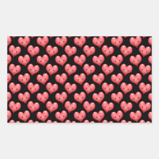 Cute Little Red Hearts on Black Rectangular Sticker