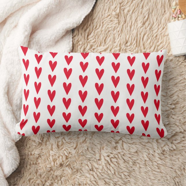 Cute Little Red Hearts Pattern  Lumbar Pillow (Blanket)