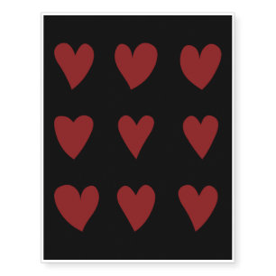Cute Little Red Hearts Valentine's Day Gift Temporary Tattoos