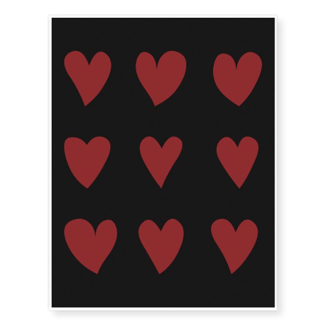 Cute Little Red Hearts Valentine's Day Gift Temporary Tattoos (Front)