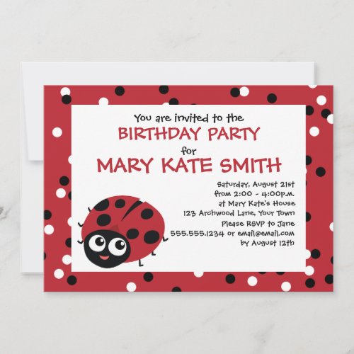 Cute Little Red Ladybug BIRTHDAY BABY SHOWER Invitation