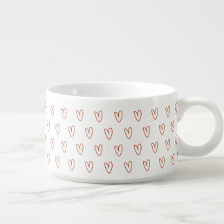 Cute Little Red Line Art Hearts Pattern Bowl