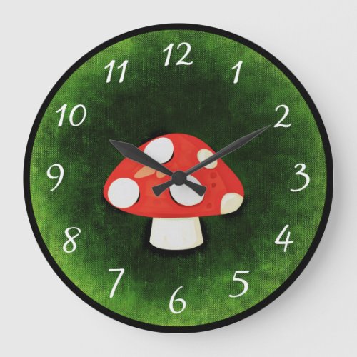 Cute Little Red Mushroom Large Clock