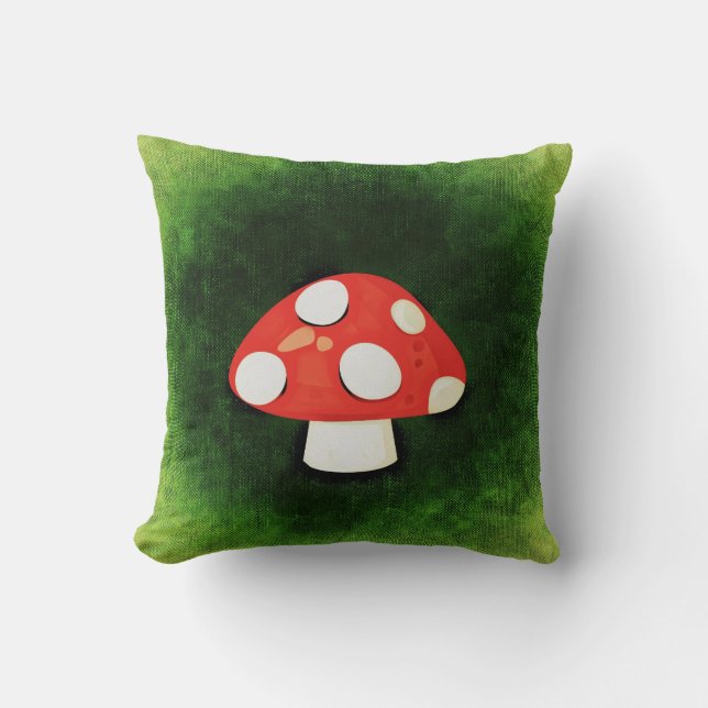 Cute Little Red Mushroom Throw Pillow (Front)