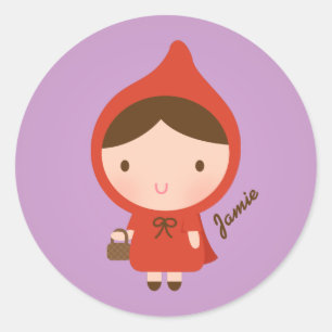 Cute Little Red Riding Hood Fairytale for Girls Classic Round Sticker