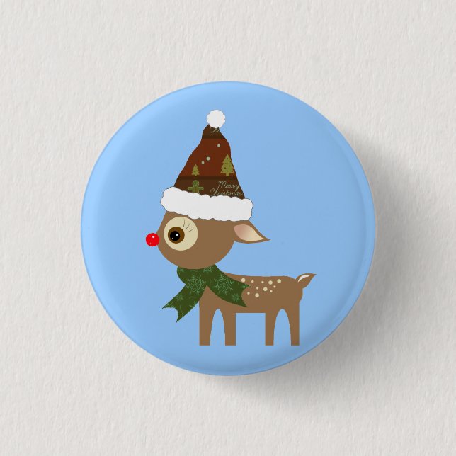 Cute Little Reindeer Button (Front)