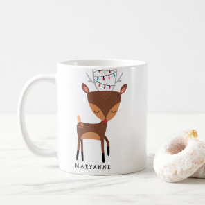 Cute Little Reindeer Christmas Lights Mug