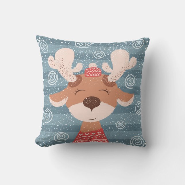 Cute little Reindeer Throw Pillow (Front)