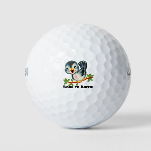 Cute Little Retro Bird Birdie Personalized Golf Balls