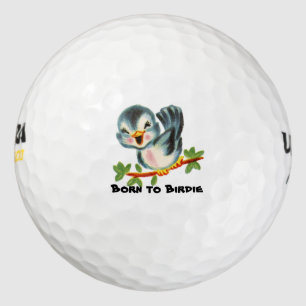 Cute Little Retro Bird Birdie Personalized Golf Balls