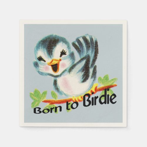 Cute Little Retro Bird Born to Birdie Golfers Gift Paper Napkins