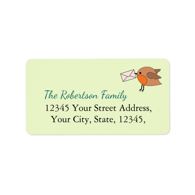 Cute Little Robin Envelope Return Address Label (Front)