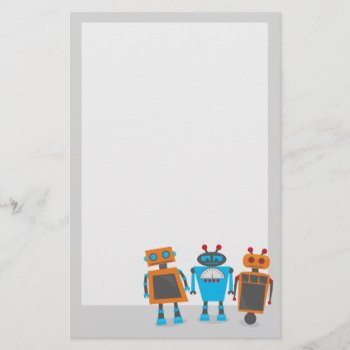 Cute Little Robots Stationery by cranberrydesign at Zazzle