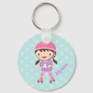 Cute Little Roller Skater Girl For Girls Keychain