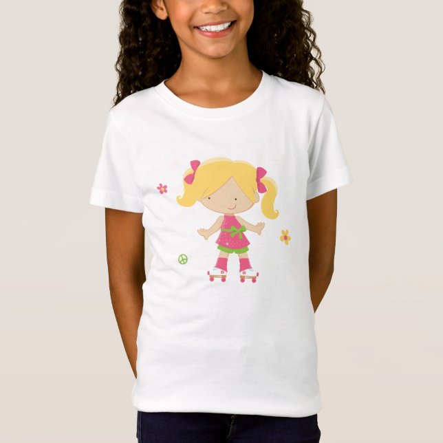 Cute little roller skater girl girl's t-shirt (Front)