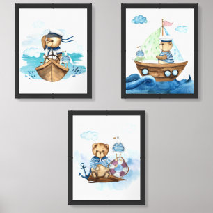 Cute Little Sailor nursery wall decor Art Sets