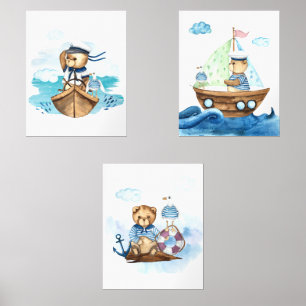 Cute Little Sailor nursery wall decor Art Sets