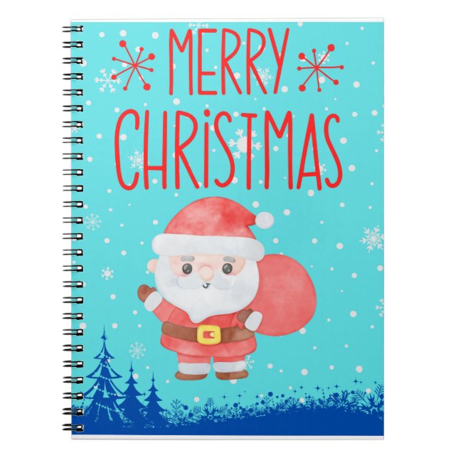Cute Little Santa Blue Notebook (Front)
