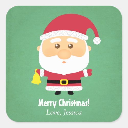 Cute Little Santa Claus Christmas Cheer Square Sticker