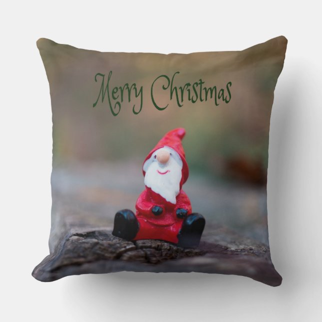 Cute Little Santa Clause Merry Christmas Throw Pillow (Front)