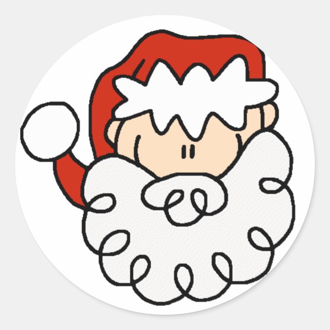 Cute little Santa Stick Figure Face Classic Round Sticker (Front)