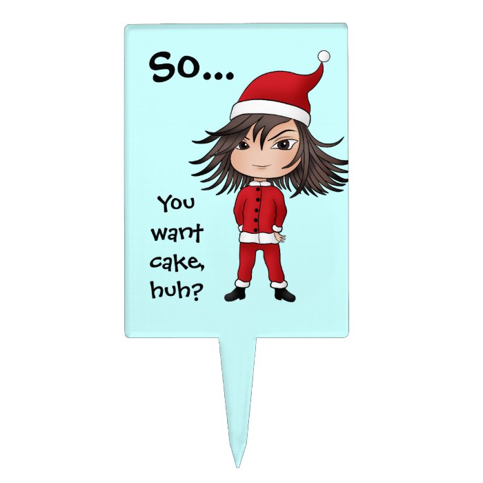 Cute little sarcastic Christmas elf chibi Rectangular Cake Picks