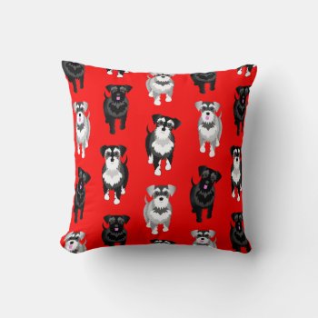 Cute Little Schnauzers Red Throw Pillow by DoodleDeDoo at Zazzle