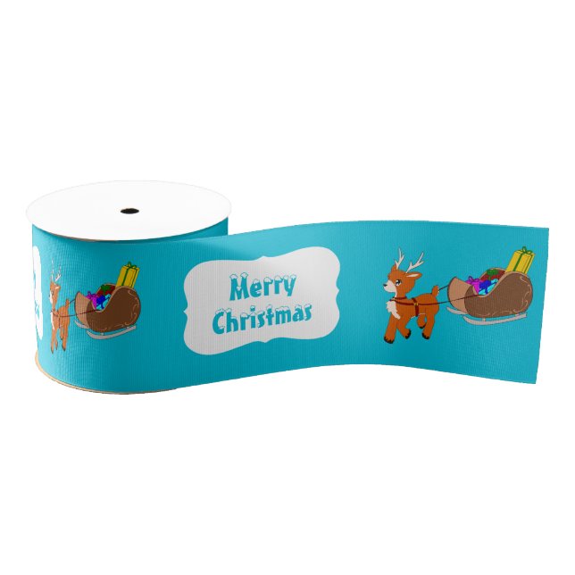 Cute Little Scrucffy Reindeer Christmas Ribbon (Spool)